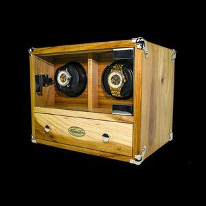 Orbita Double Gerstner Watch Winders in Hickory Finish